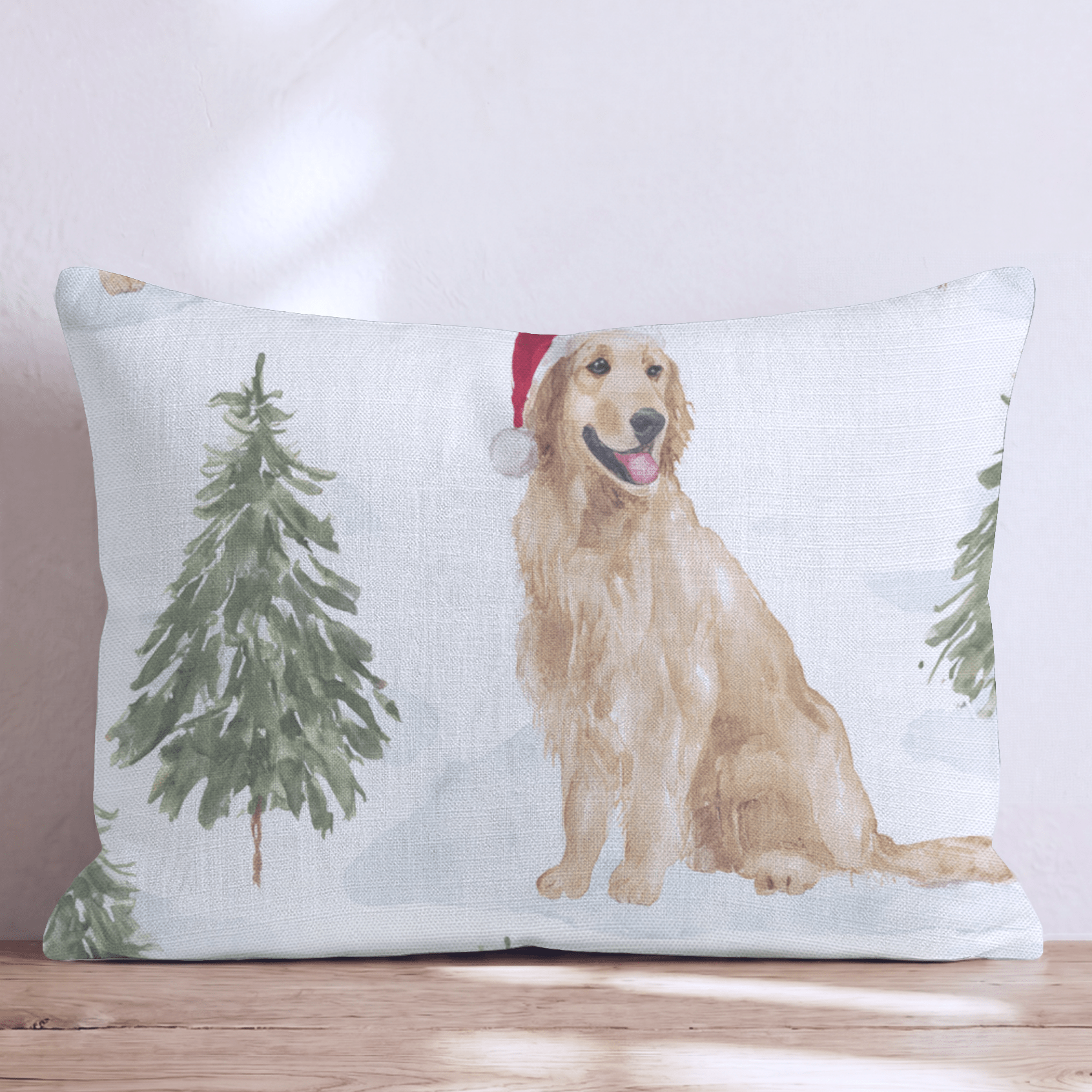 Snowy Pine Golden Retriever Throw Pillow - Hillcroft Home