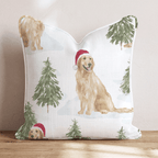 Snowy Pine Golden Retriever Throw Pillow - Hillcroft Home