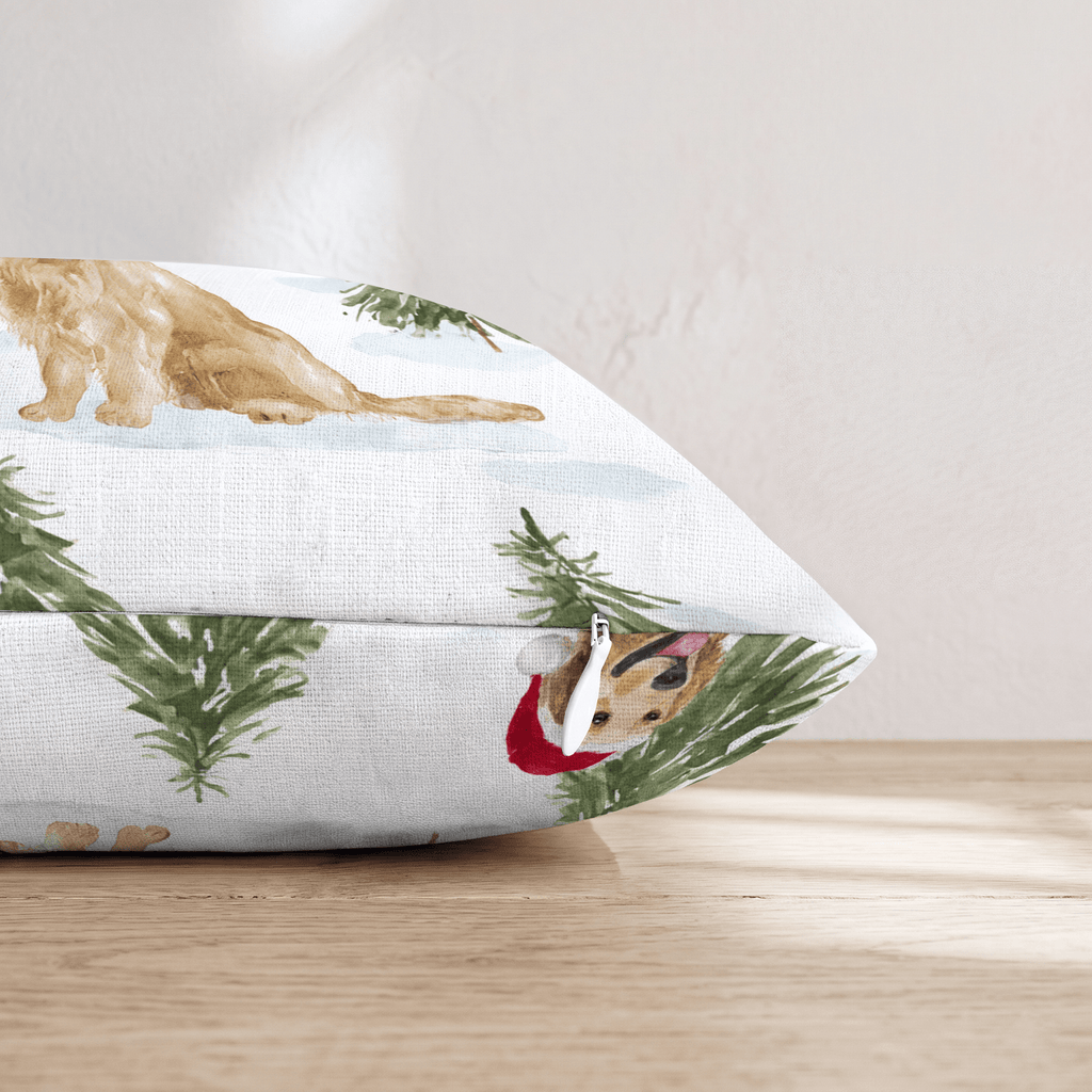Snowy Pine Golden Retriever Throw Pillow - Hillcroft Home