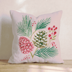 Snowy Pinecone Berries Throw Pillow - Hillcroft Home