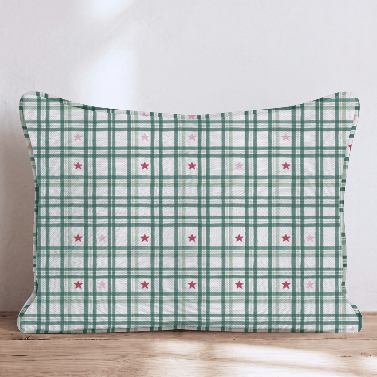 Snowy Star Check Throw Pillow throw pillow - Hillcroft Home