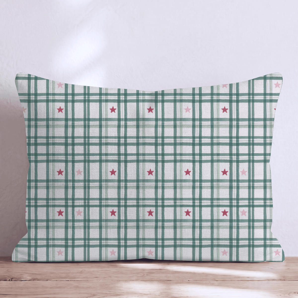 Snowy Star Check Throw Pillow throw pillow - Hillcroft Home