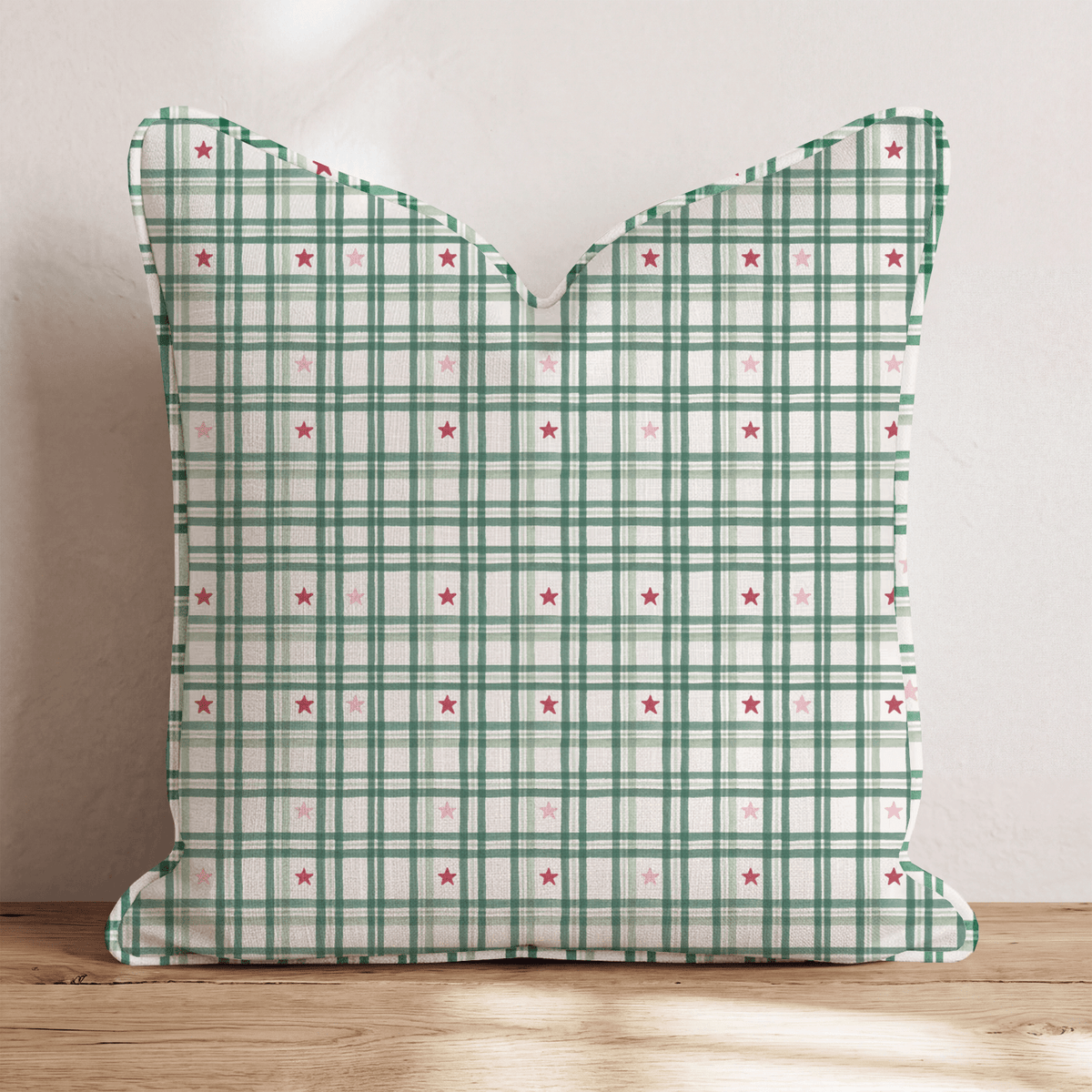 Snowy Star Check Throw Pillow throw pillow - Hillcroft Home