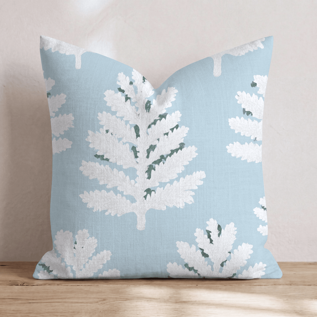 Snowy Winter Damask Throw Pillow - Hillcroft Home