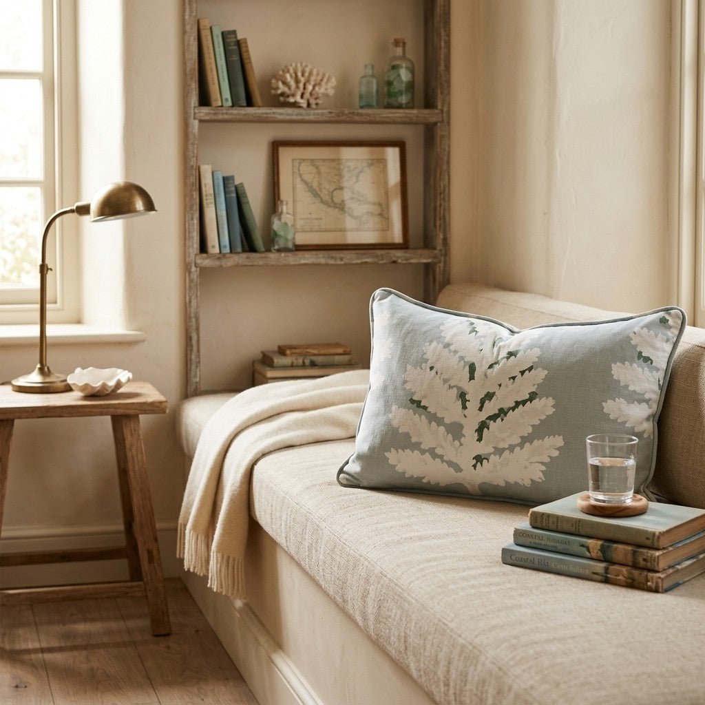 Snowy Winter Damask Throw Pillow - Hillcroft Home