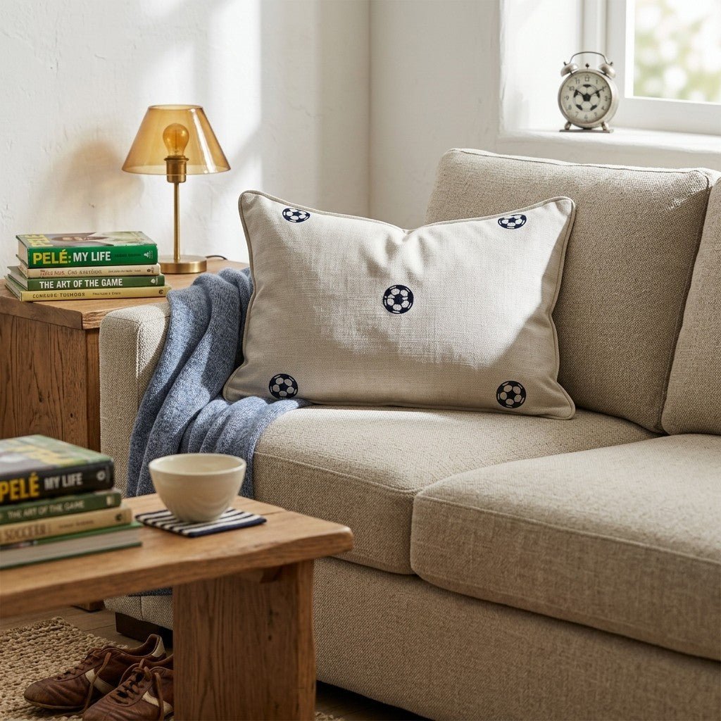 Soccer Cream Ditsy Throw Pillow - Hillcroft Home