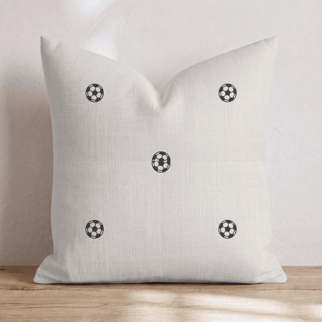 Soccer Cream Ditsy Throw Pillow - Hillcroft Home