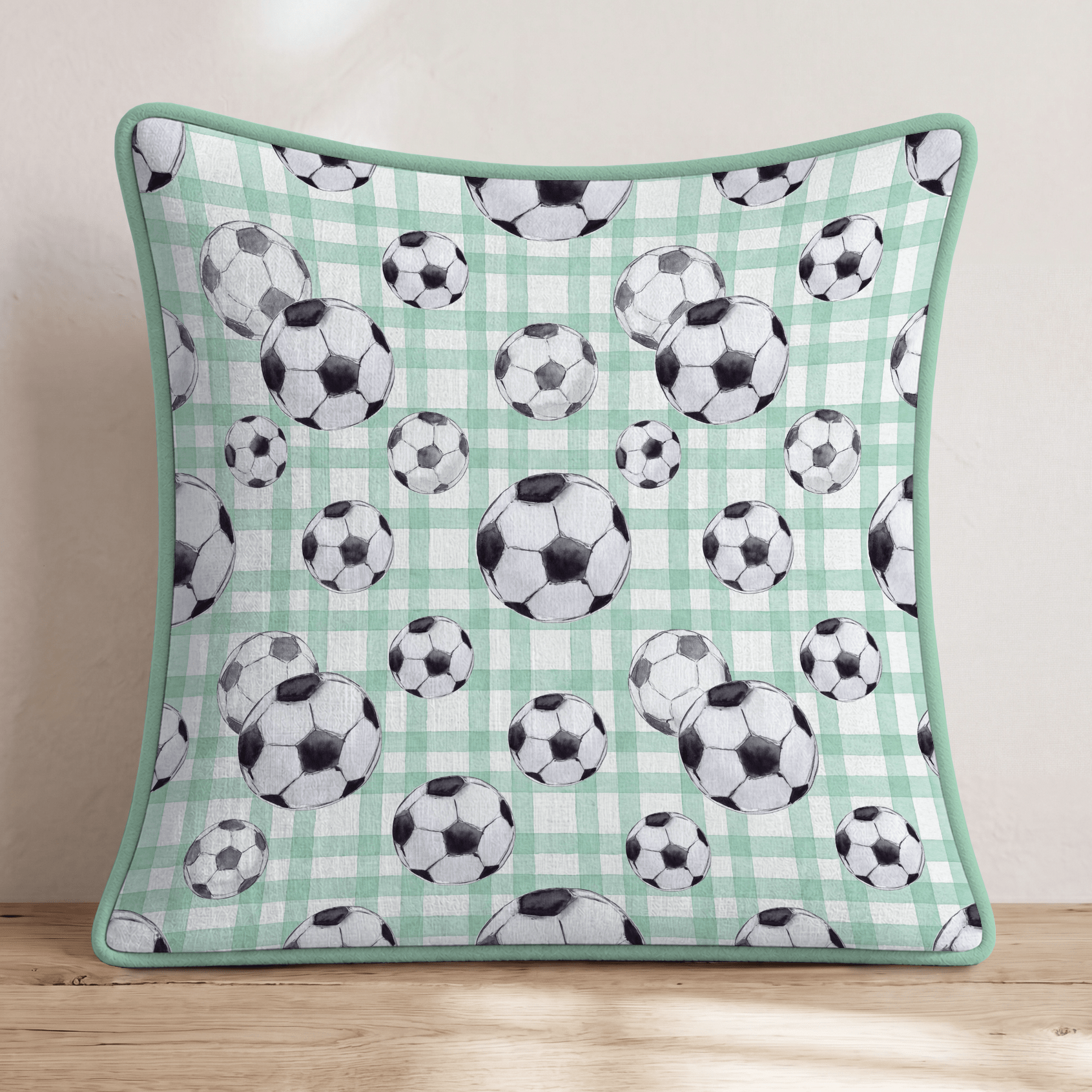 Soccer Gingham Throw Pillow - Hillcroft Home