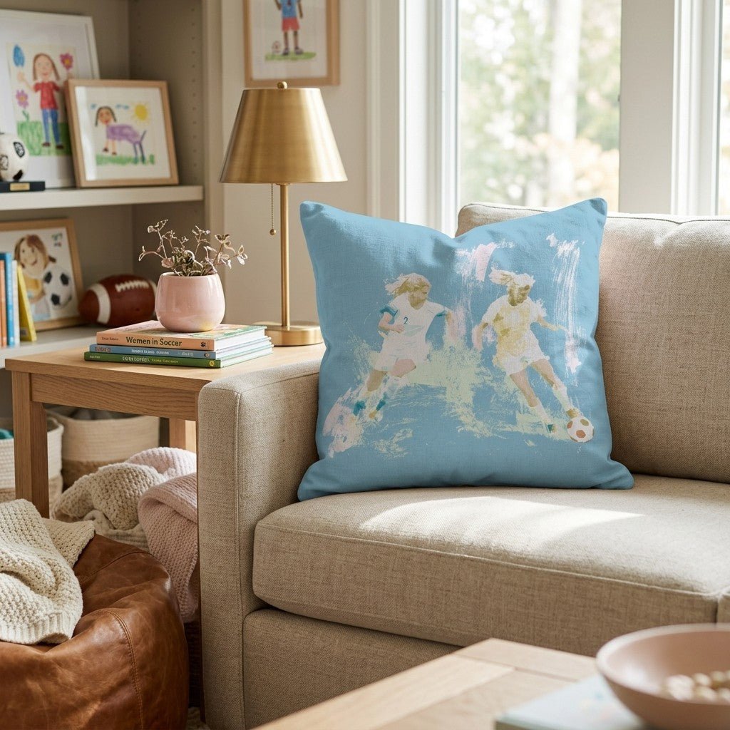 Soccer Girls Throw Pillow - Hillcroft Home