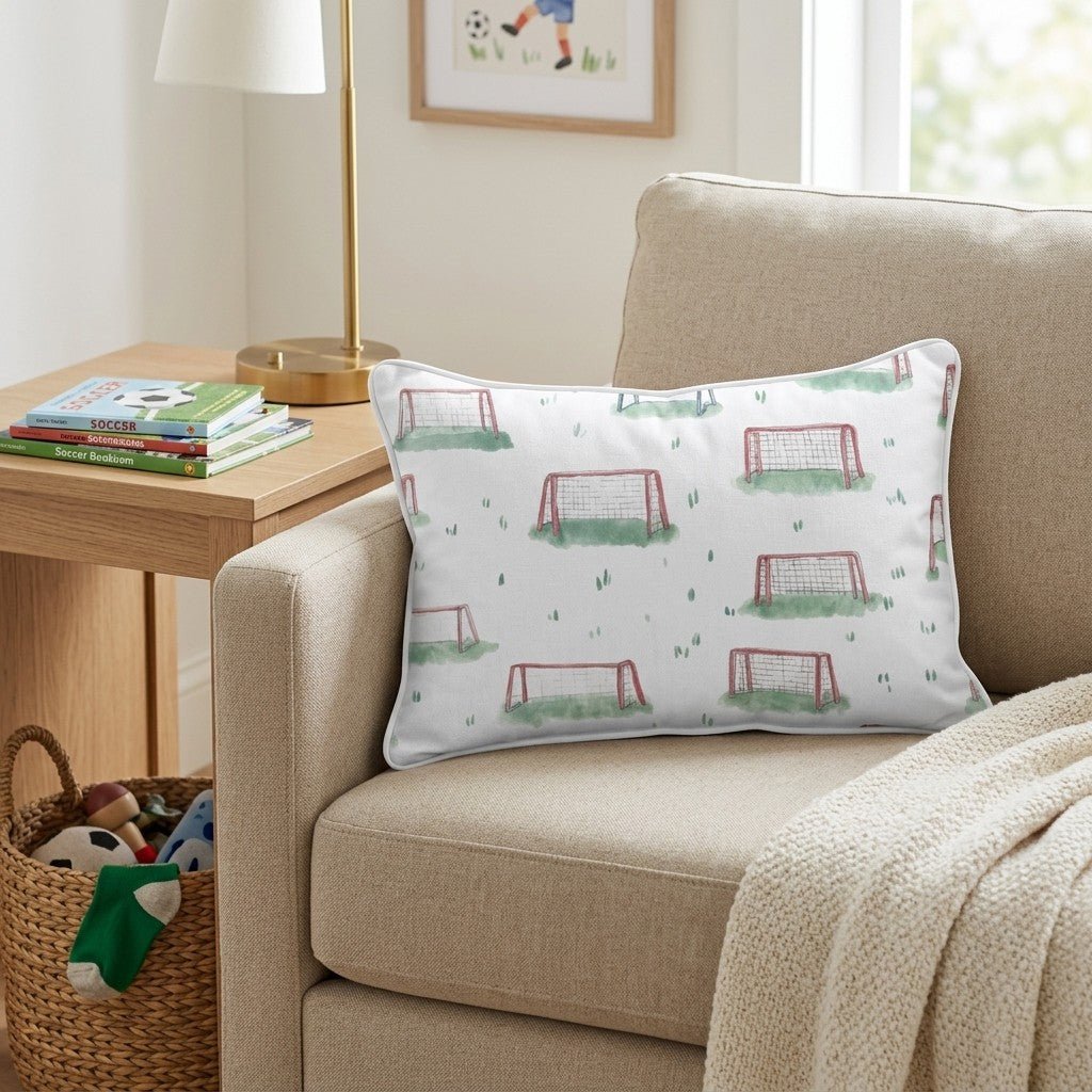 Soccer Goals Mini Throw Pillow - Hillcroft Home