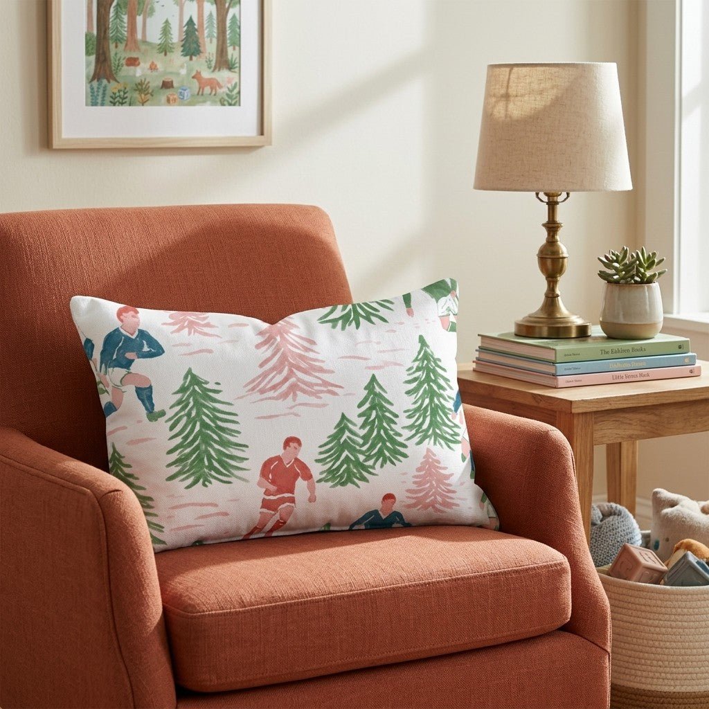 Soccer in the Pines Throw Pillow - Hillcroft Home