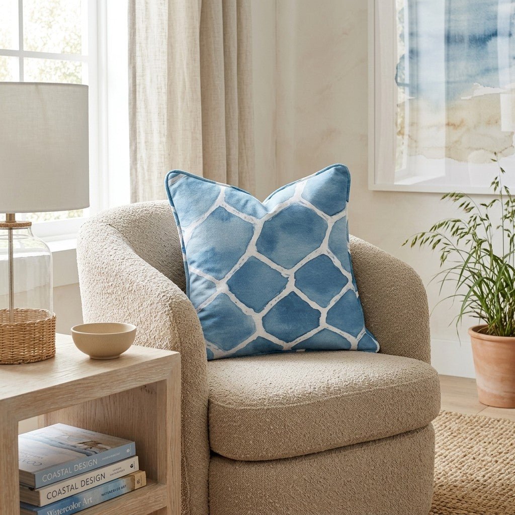 Soccer Net Indigo Throw Pillow - Hillcroft Home