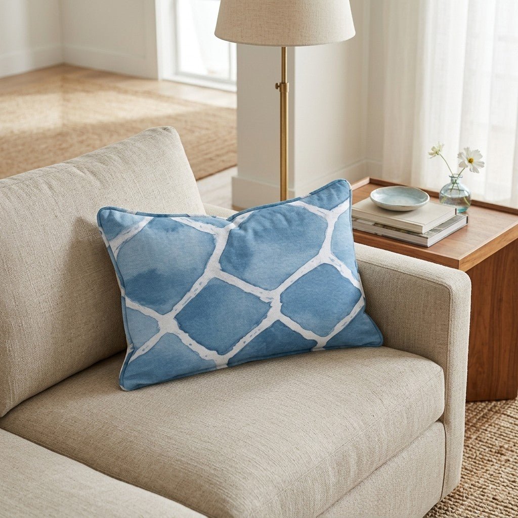 Soccer Net Indigo Throw Pillow - Hillcroft Home