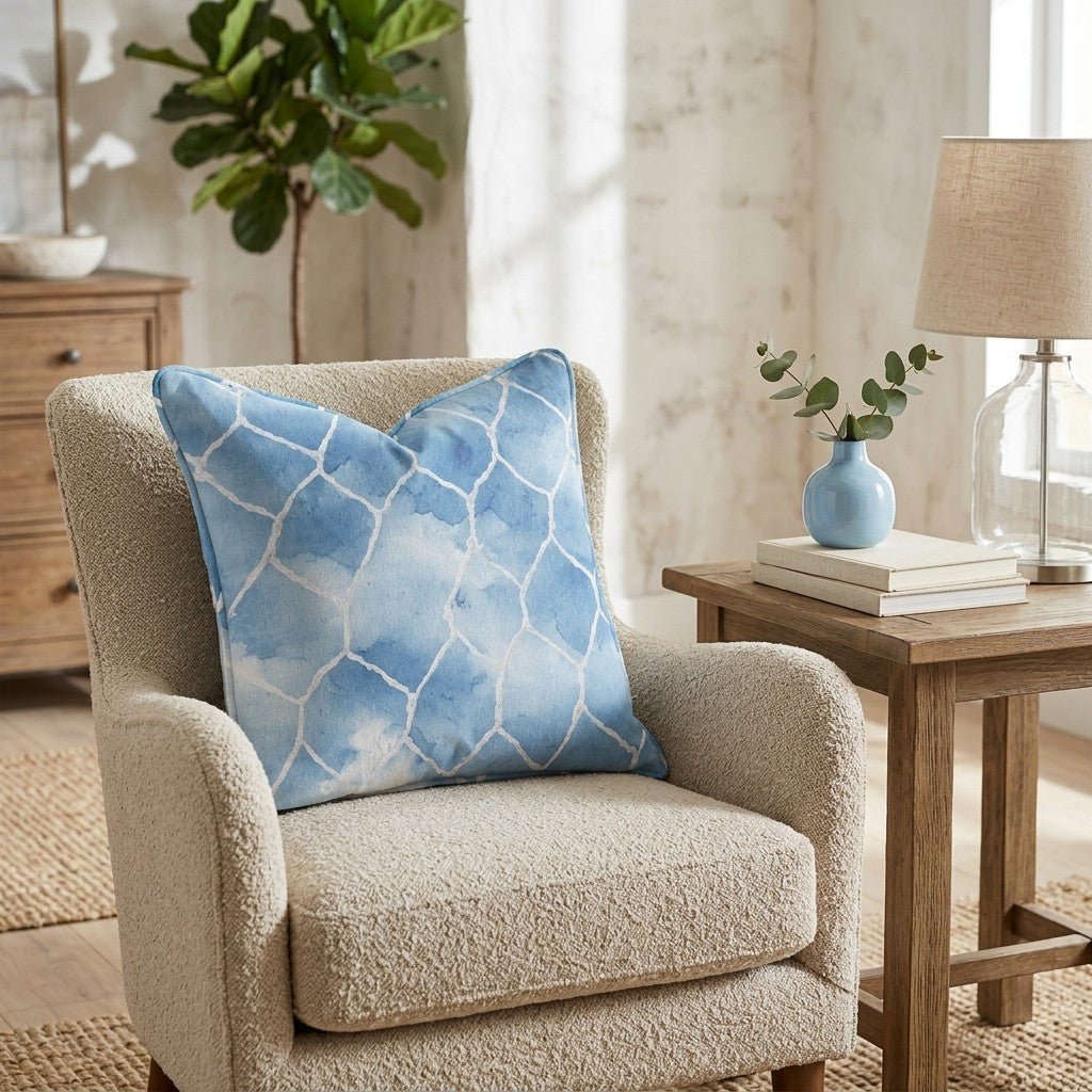 Soccer Net Sky Throw Pillow - Hillcroft Home