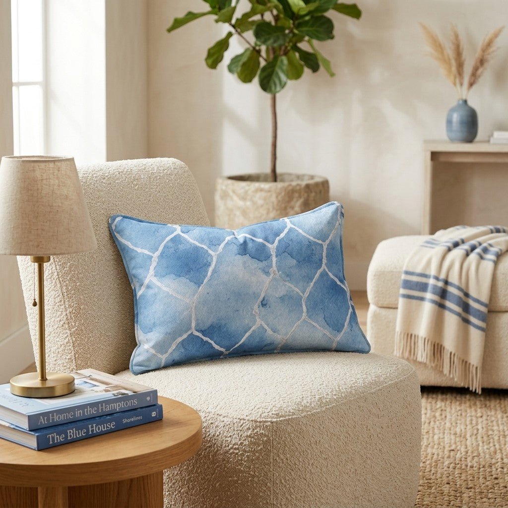 Soccer Net Sky Throw Pillow - Hillcroft Home