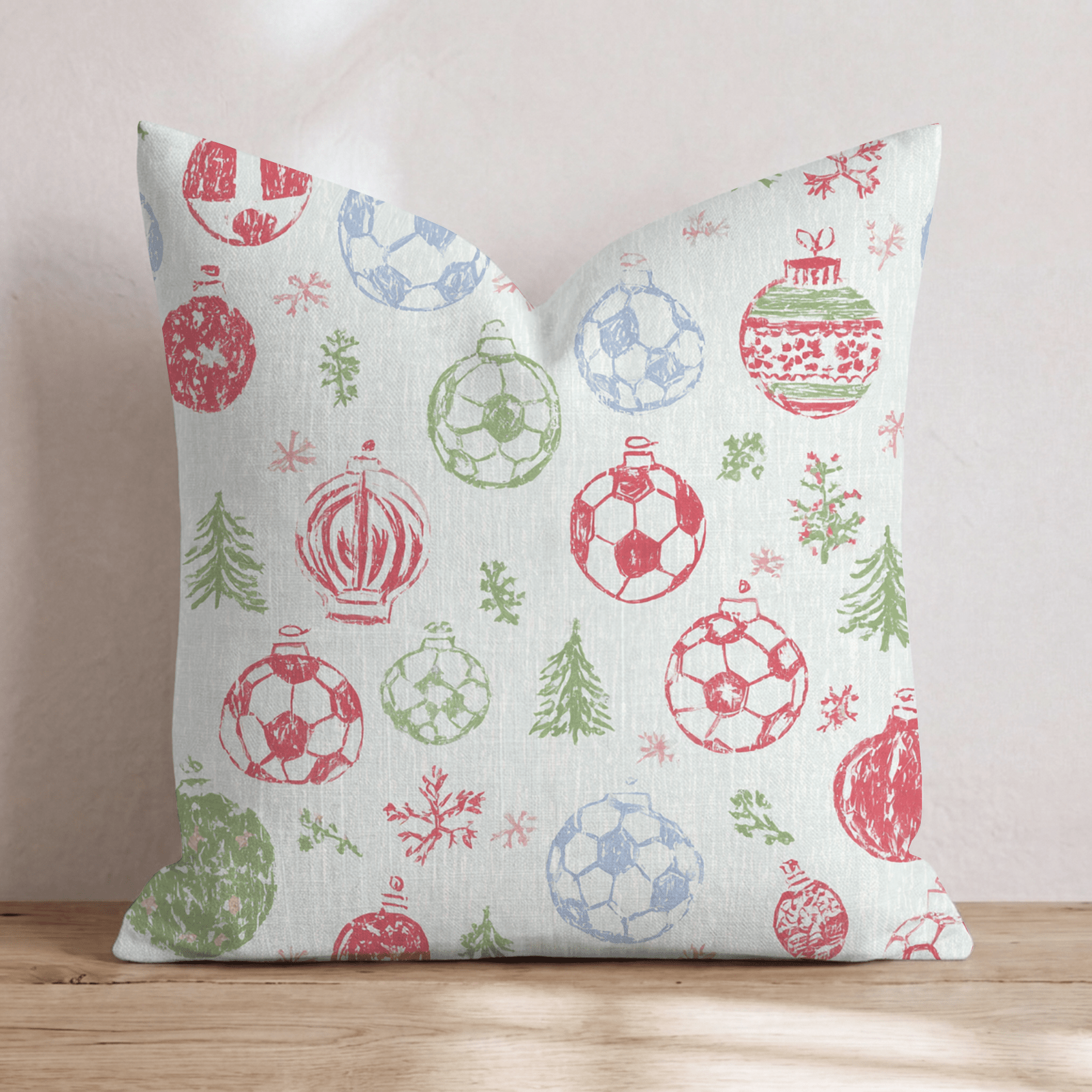 Soccer Ornament Stamp Throw Pillow - Hillcroft Home