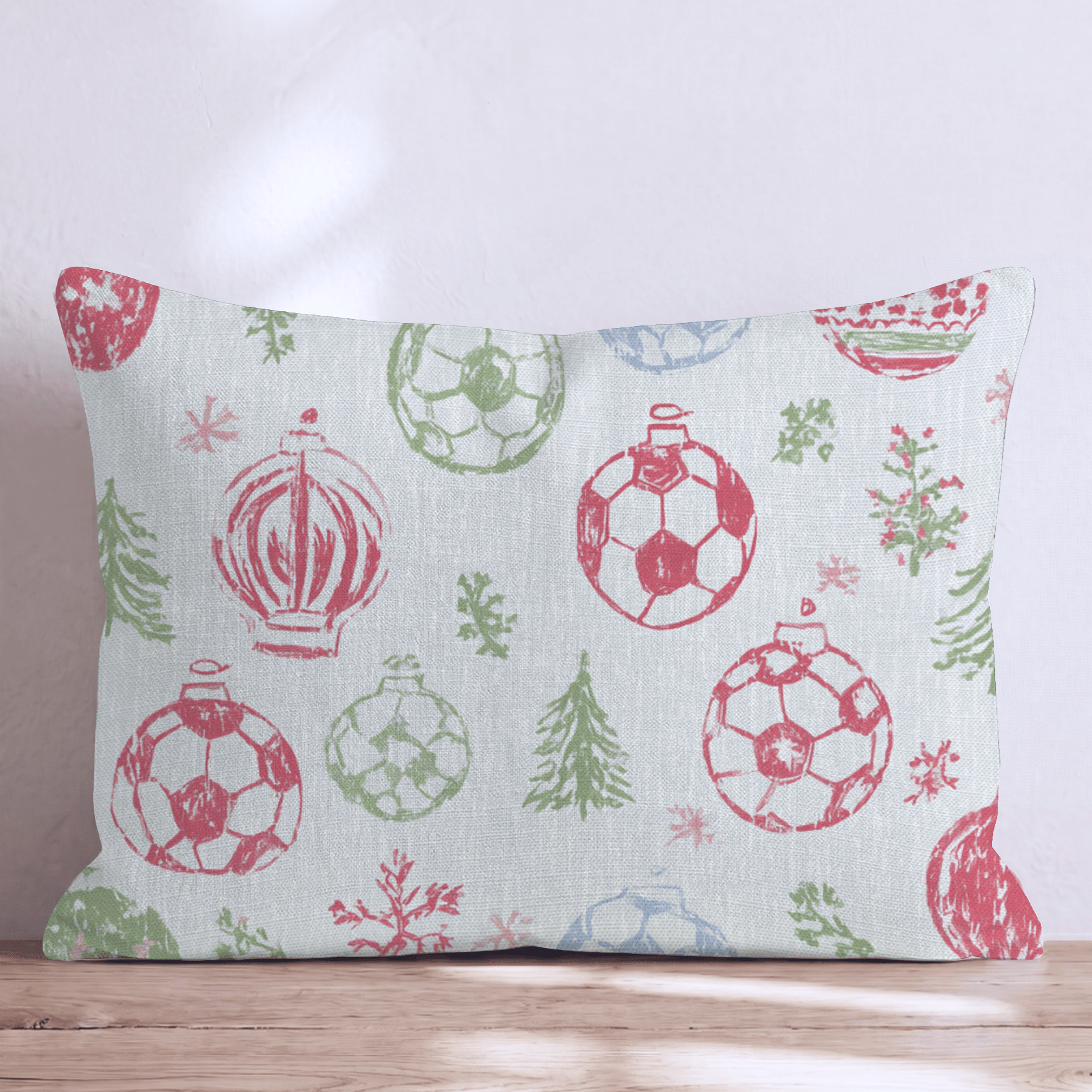 Soccer Ornament Stamp Throw Pillow - Hillcroft Home