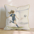 Soccer Player in Blue and Gold Throw Pillow - Hillcroft Home