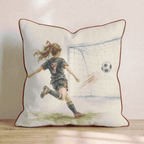 Soccer Player in Red and Black Throw Pillow - Hillcroft Home