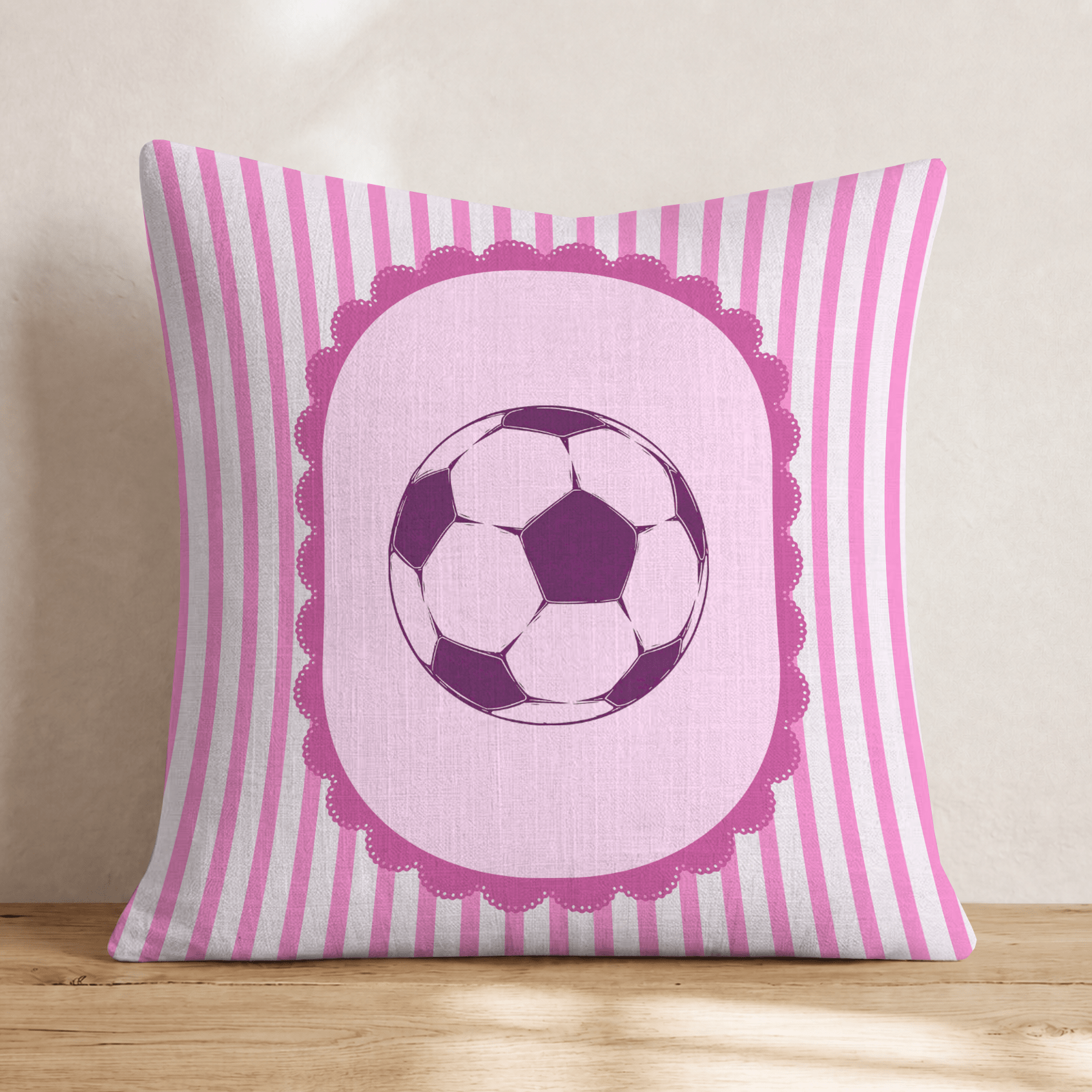 Soccer Stripes Pink Throw Pillow - Hillcroft Home