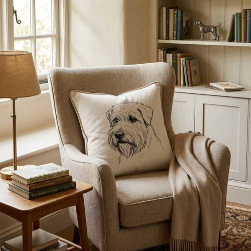 Soft Coated Wheaten Terrier Sketch Throw Pillow - Hillcroft Home