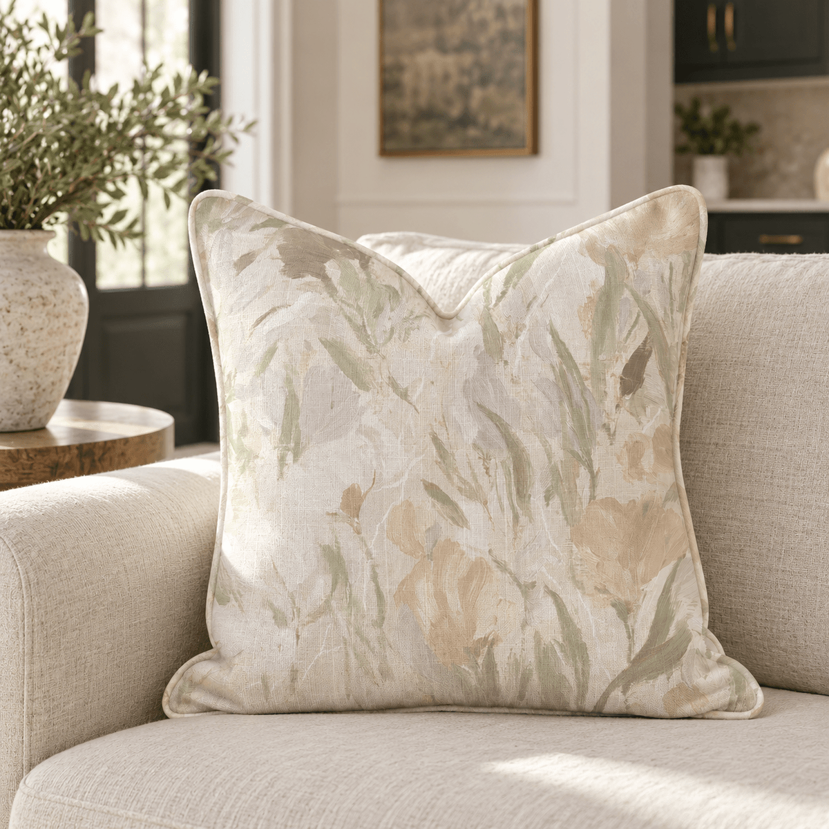 Soft Floral Dream Biscotti Throw Pillow throw pillow - Hillcroft Home