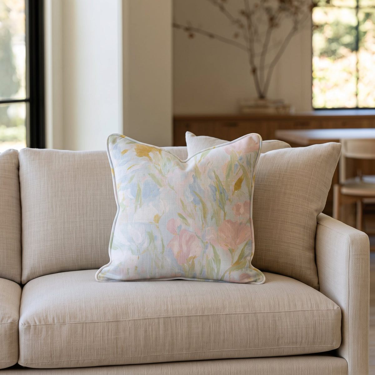 Soft Floral Dream Throw Pillow throw pillow - Hillcroft Home