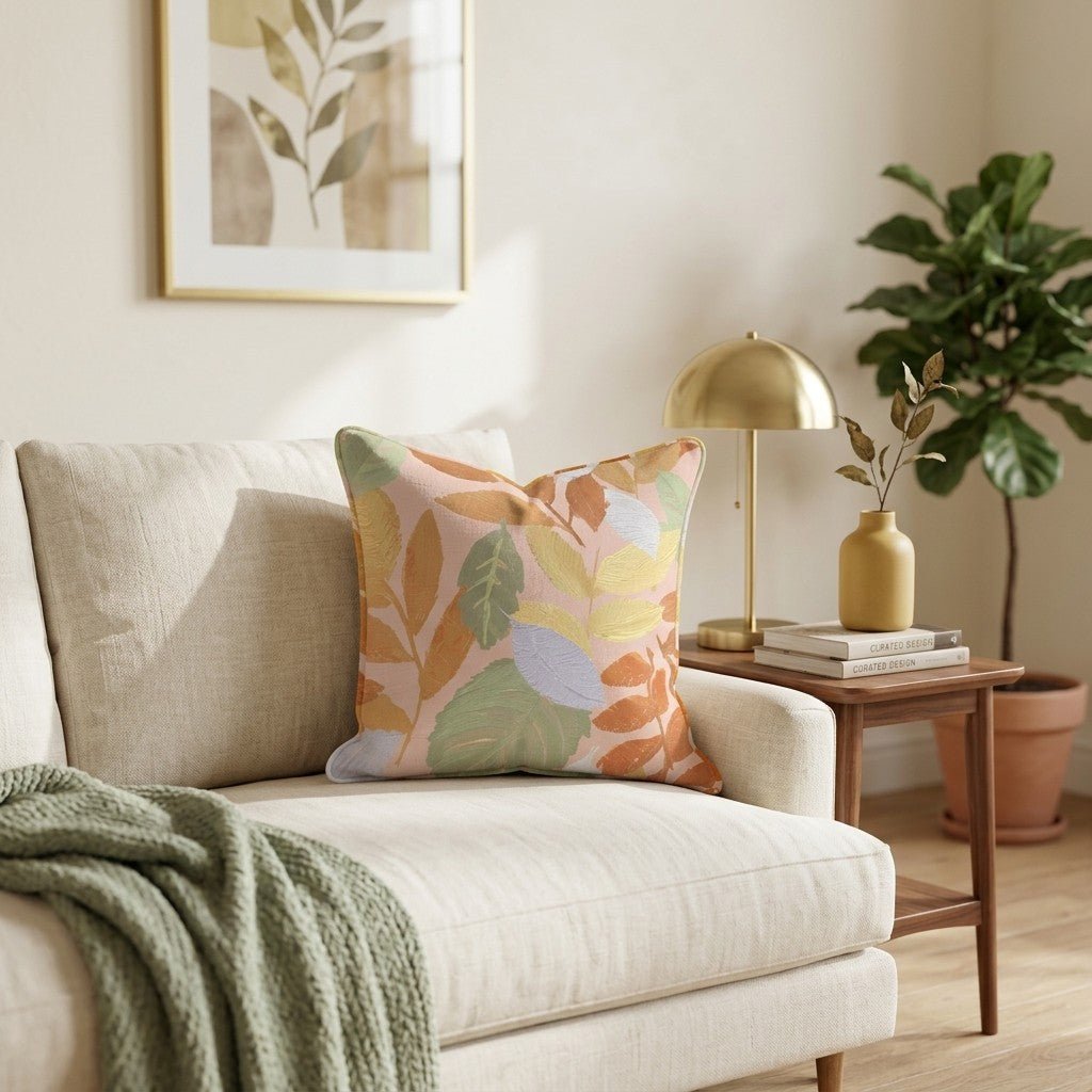 Soft Leaf Canvas Throw Pillow - Hillcroft Home