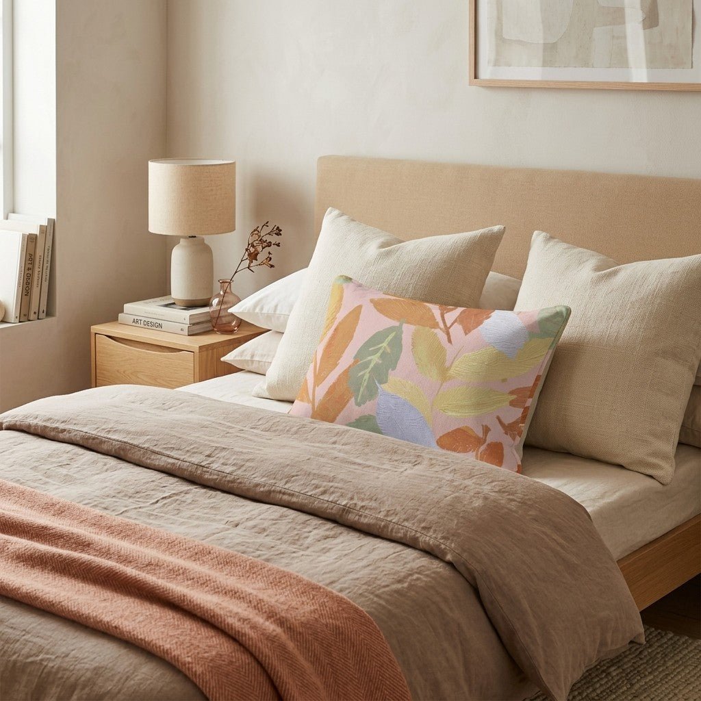 Soft Leaf Canvas Throw Pillow - Hillcroft Home