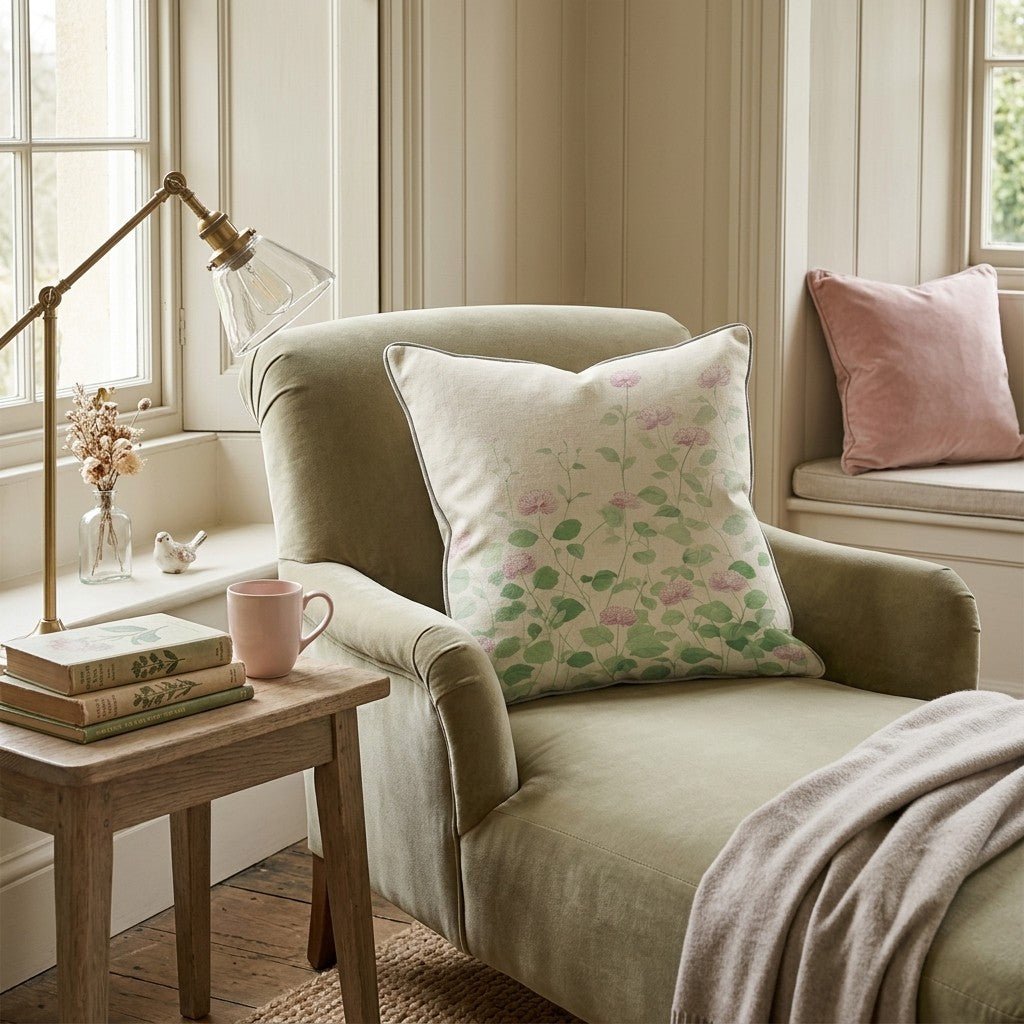 Soft Pink Globe Blooms Throw Pillow - Hillcroft Home