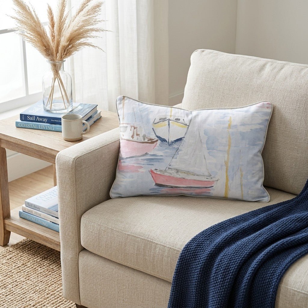 Soft Sail Day Throw Pillow - Hillcroft Home