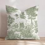 Spaniel Greenery Toile Throw Pillow - Hillcroft Home