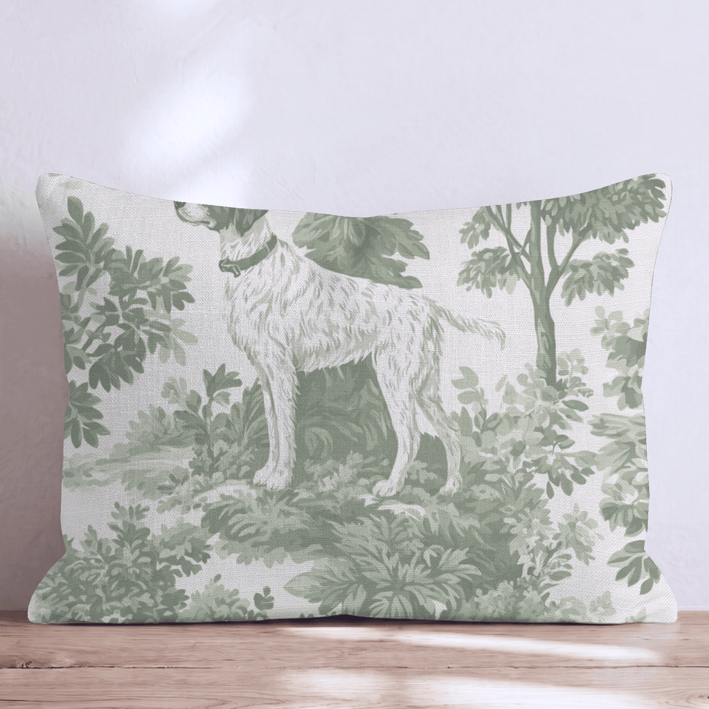 Spaniel Greenery Toile Throw Pillow - Hillcroft Home
