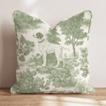 Spaniel Greenery Toile Throw Pillow - Hillcroft Home