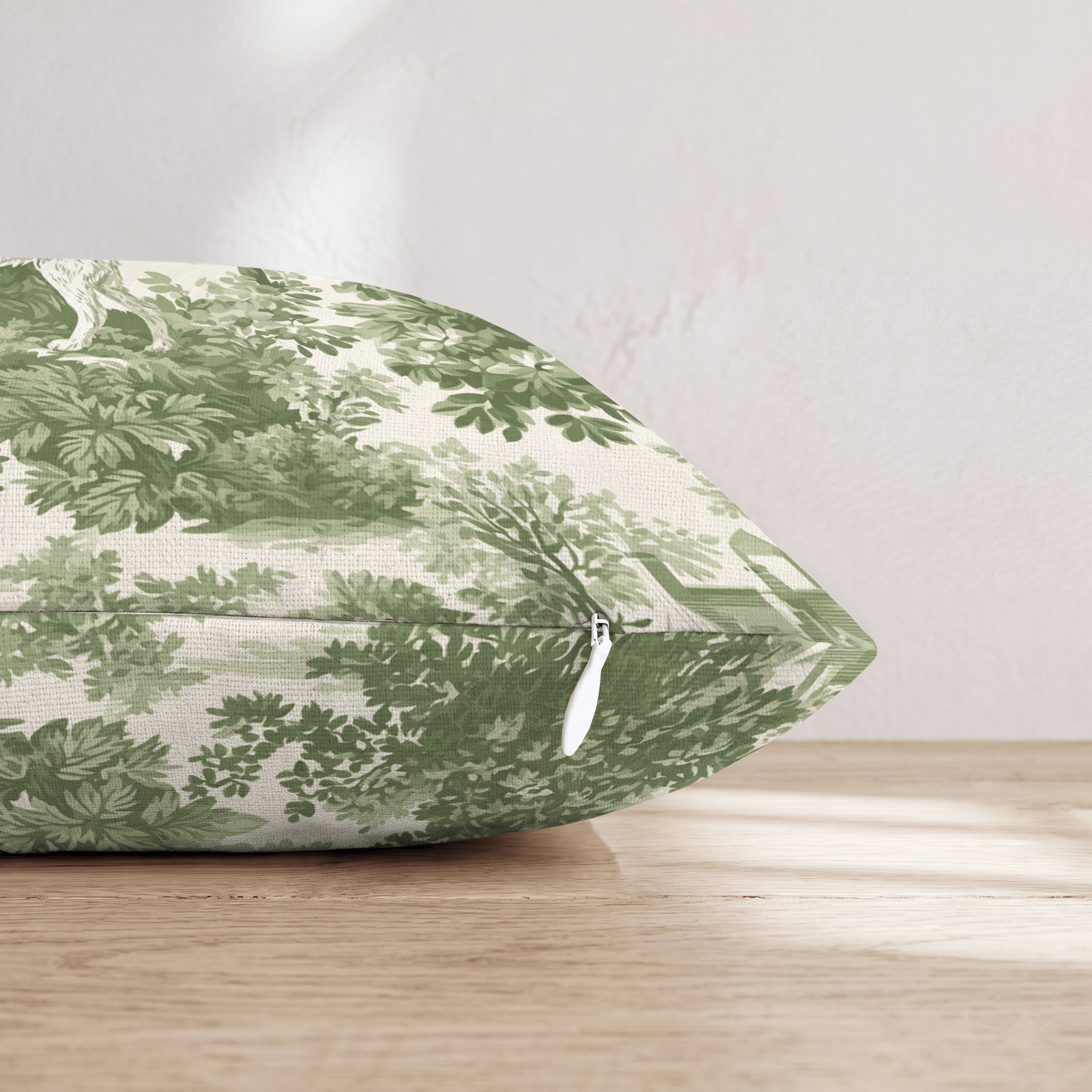 Spaniel Greenery Toile Throw Pillow - Hillcroft Home