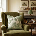Spaniel Greenery Toile Throw Pillow - Hillcroft Home