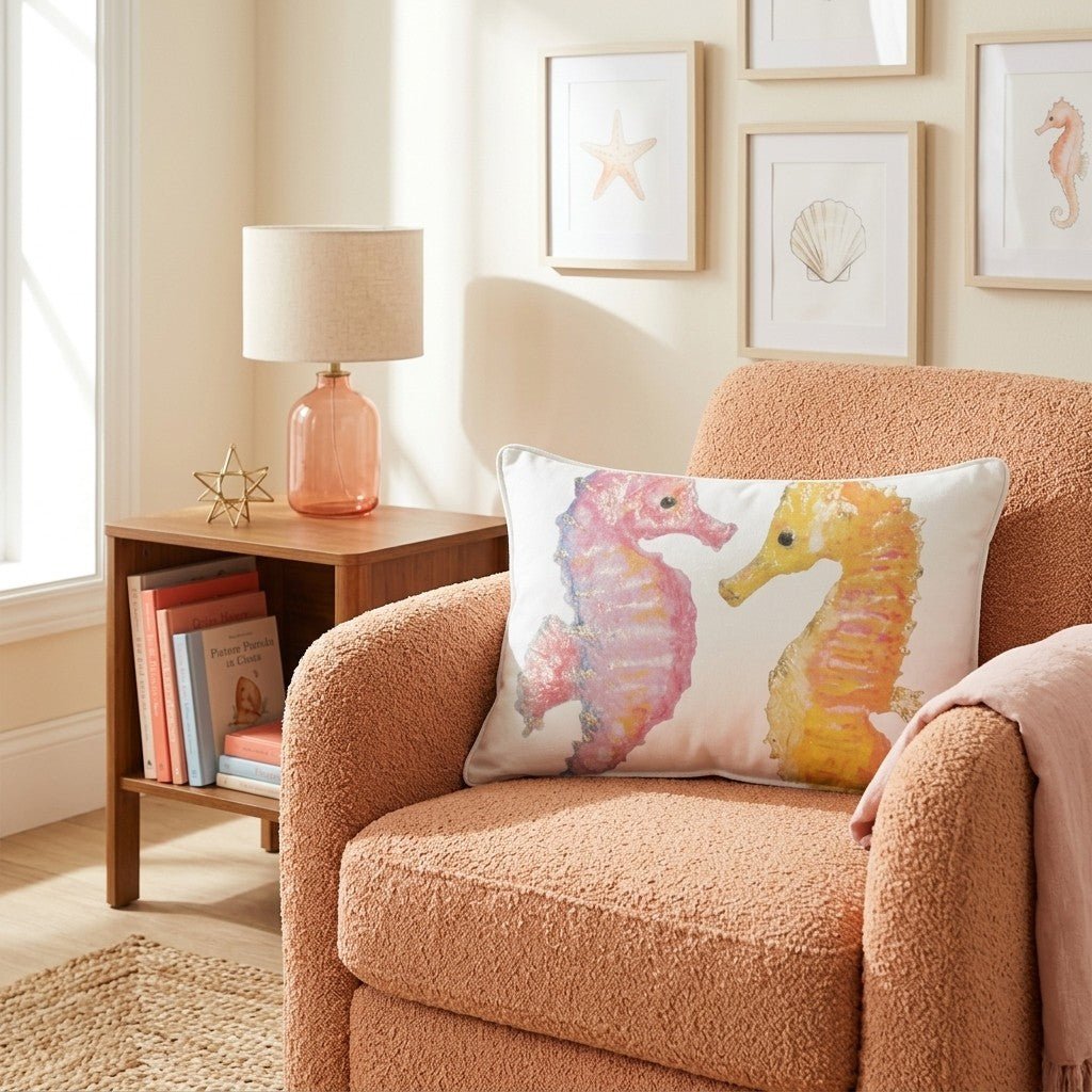 Sparkles Seahorse Throw Pillow - Hillcroft Home
