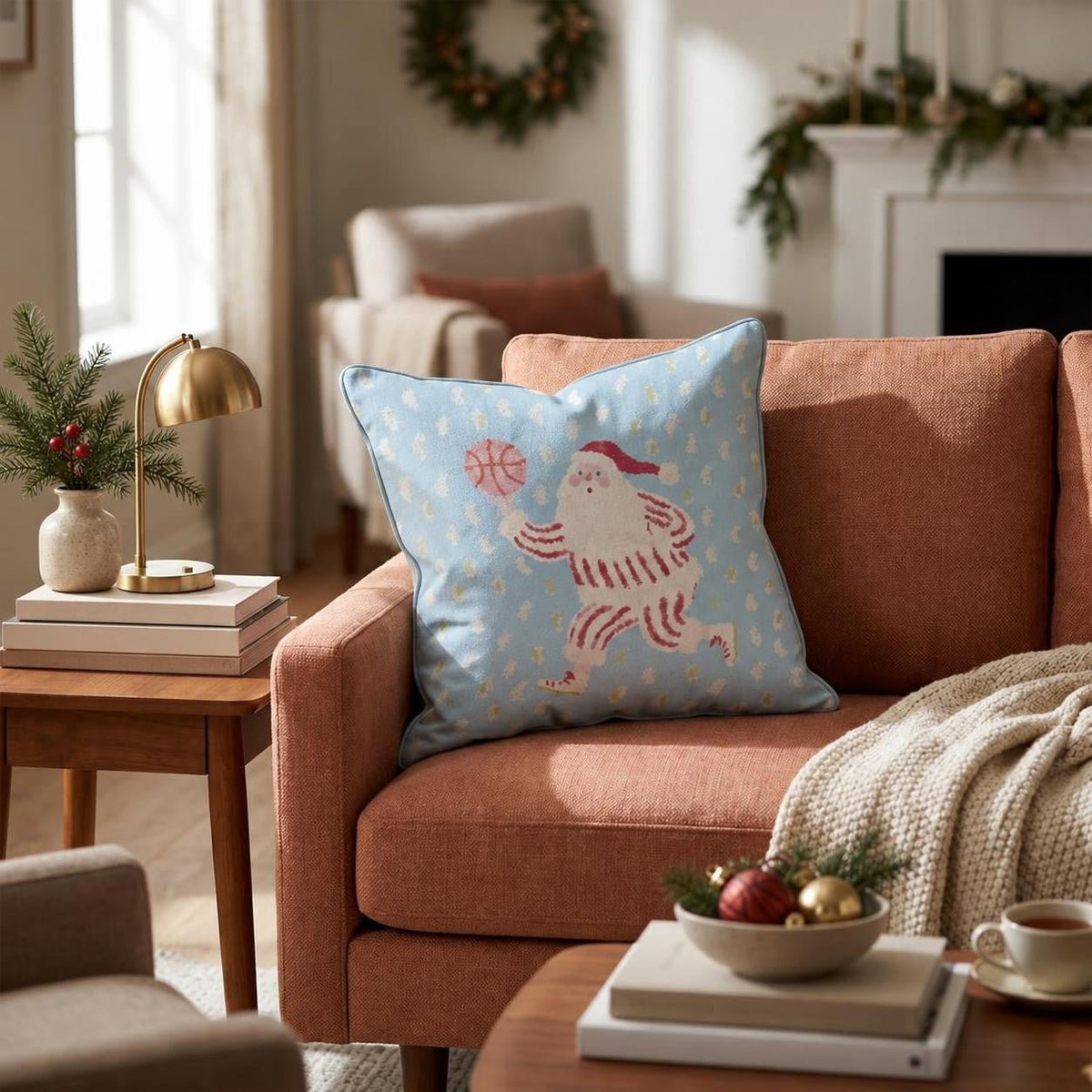 Speckled Christmas Hoops Throw Pillow throw pillow - Hillcroft Home