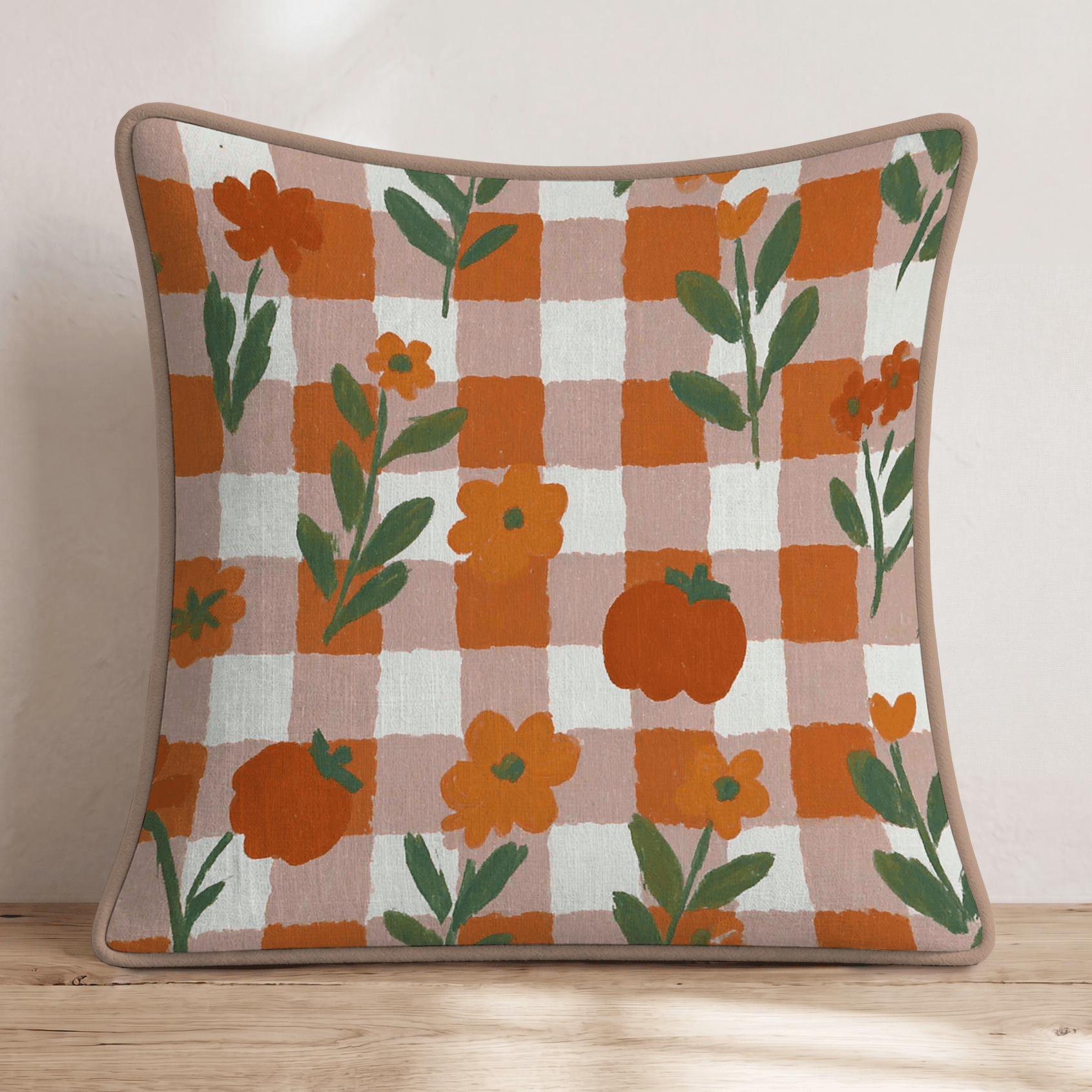 Spiced Gingham Throw Pillow - Hillcroft Home