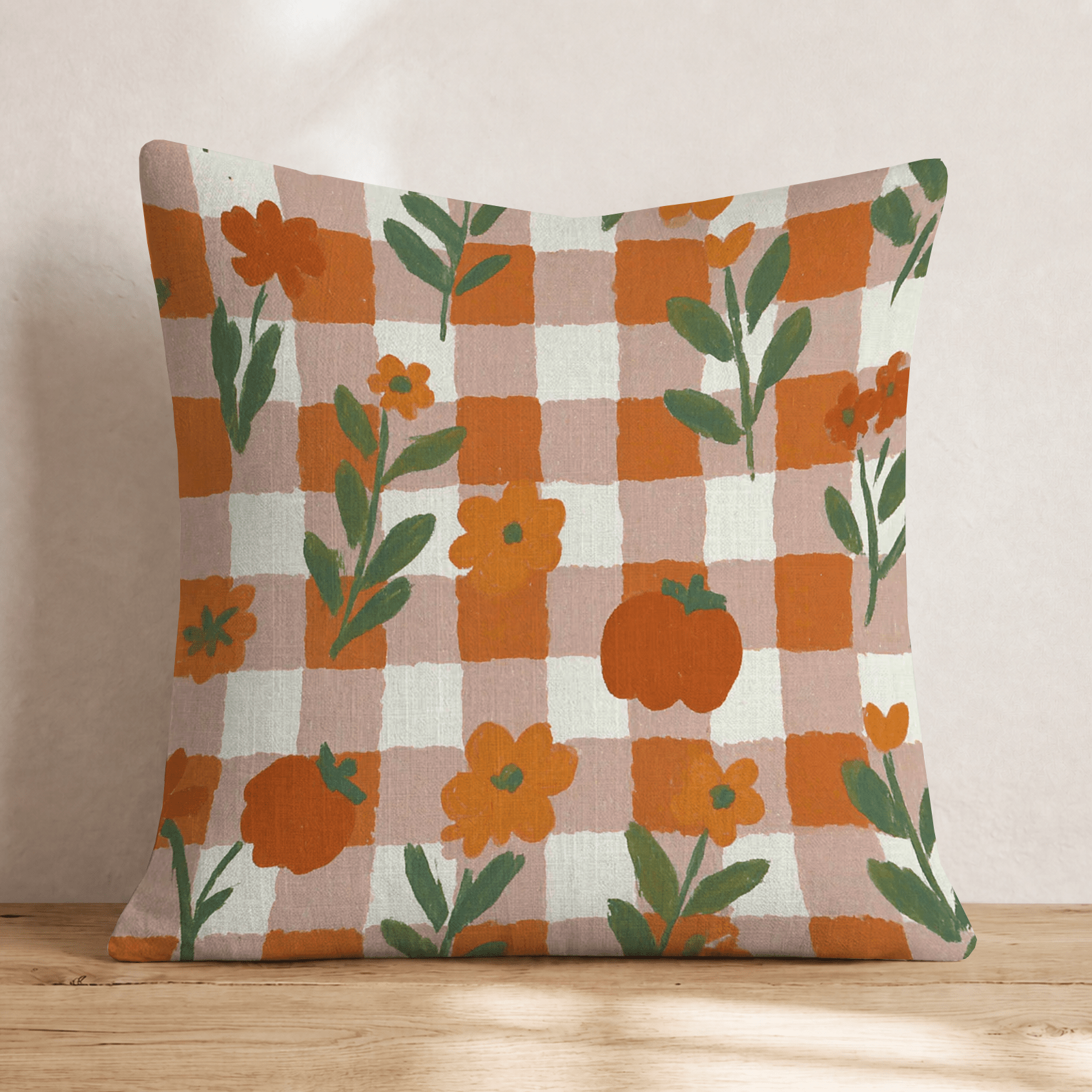 Spiced Gingham Throw Pillow - Hillcroft Home