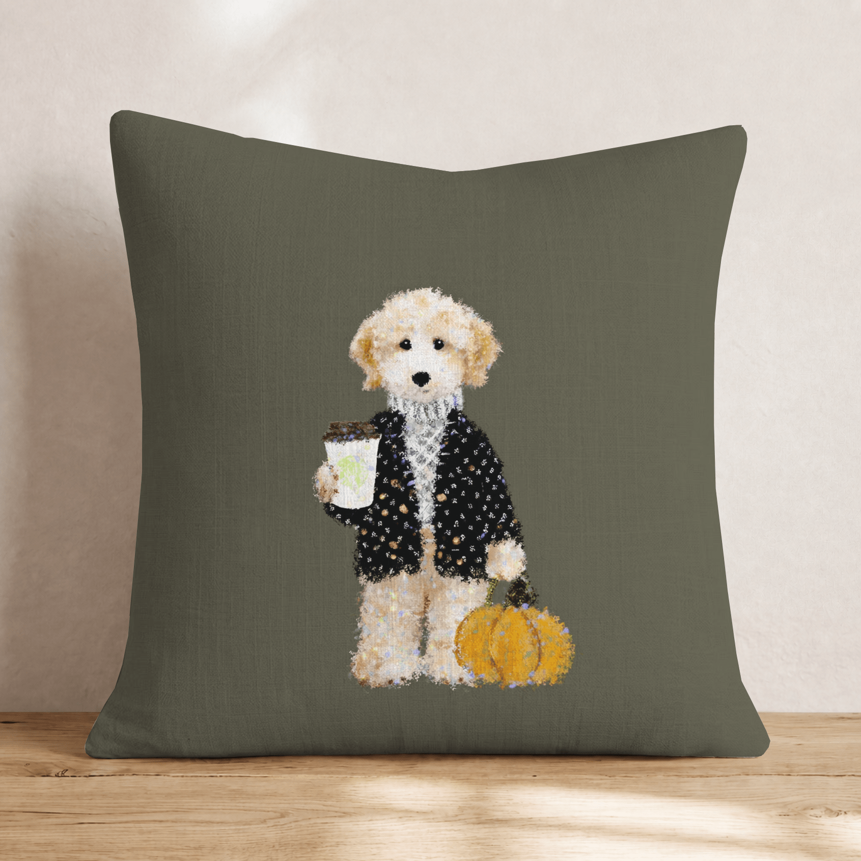 Spiced Latte Goldendoodle Throw Pillow - Hillcroft Home