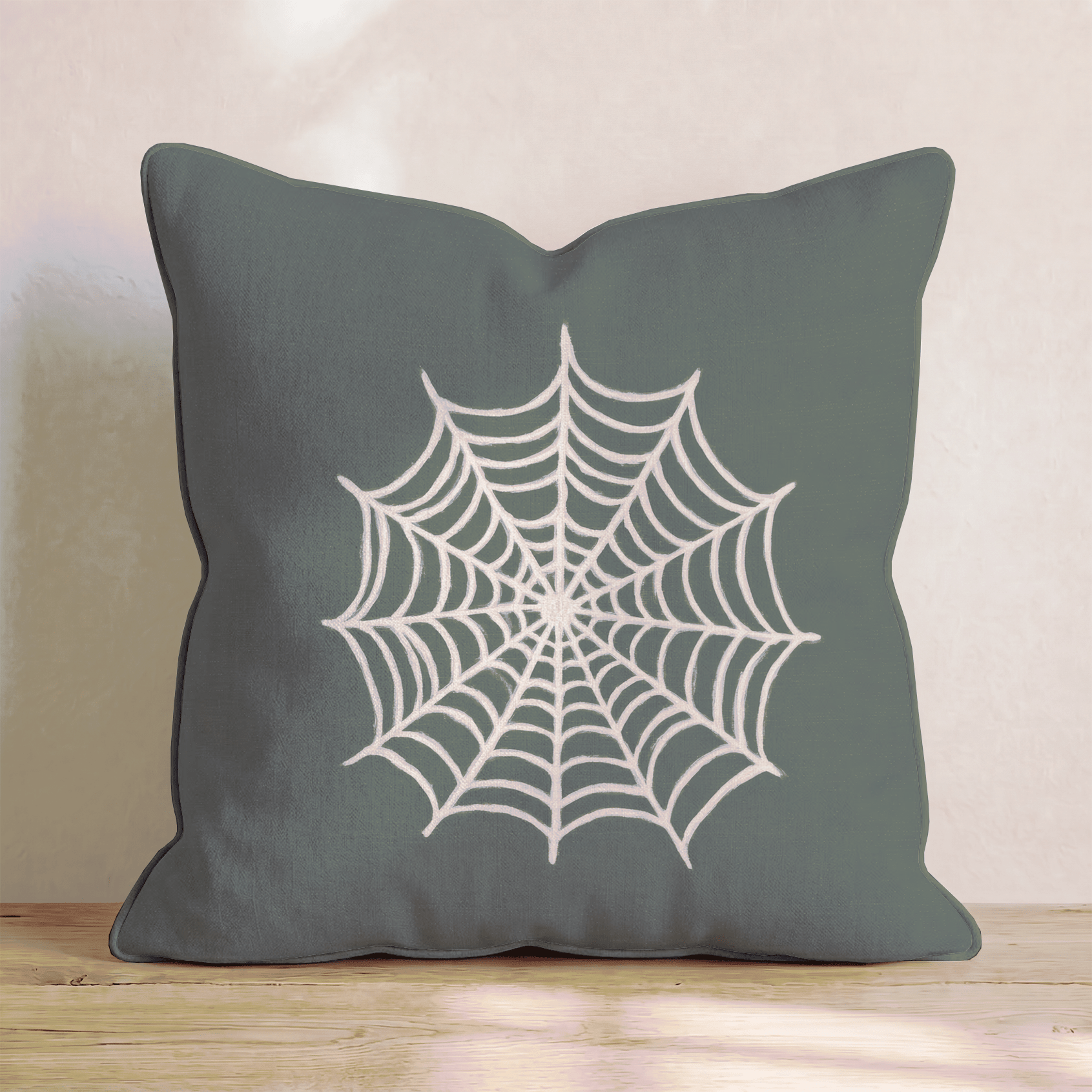 Spider Web Dark Teal Throw Pillow - Hillcroft Home
