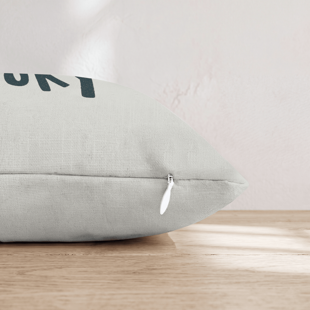 Spooky Teal Script Throw Pillow - Hillcroft Home