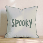 Spooky Teal Script Throw Pillow - Hillcroft Home