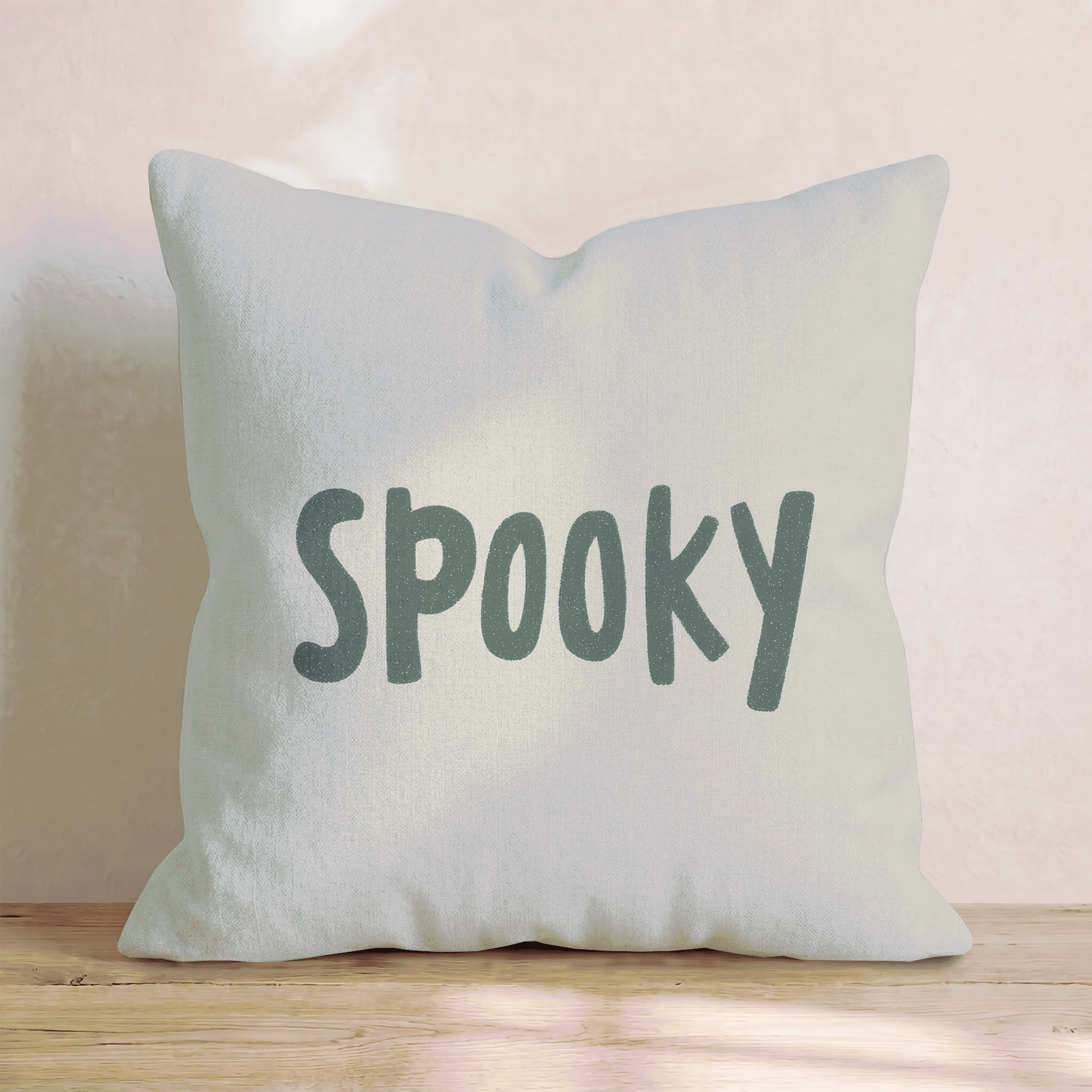 Spooky Teal Script Throw Pillow - Hillcroft Home
