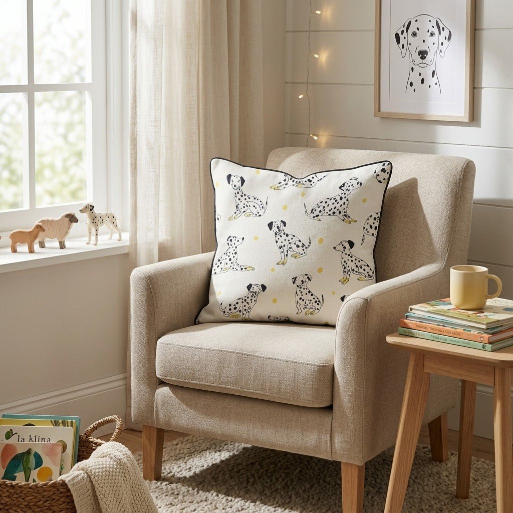 Spotty Pup Yellow Throw Pillow - Hillcroft Home