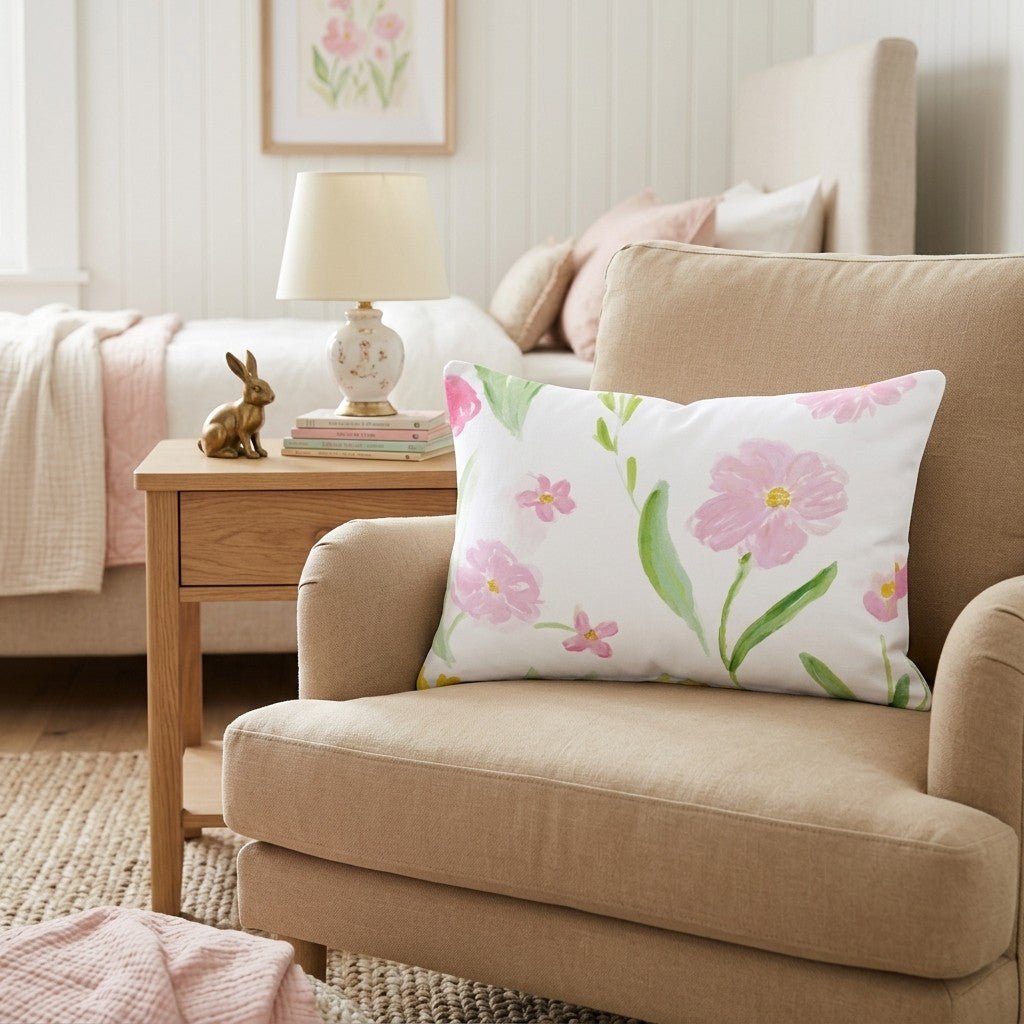 Spring Ditsy Blue Throw Pillow - Hillcroft Home