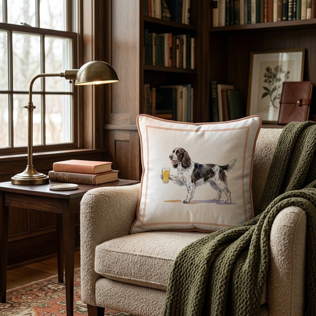 Springer Spaniel Lager Throw Pillow - Hillcroft Home