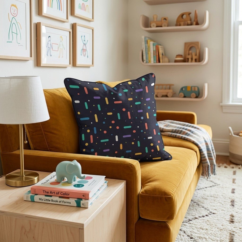 Sprinkle Capsule Dark Throw Pillow - Hillcroft Home