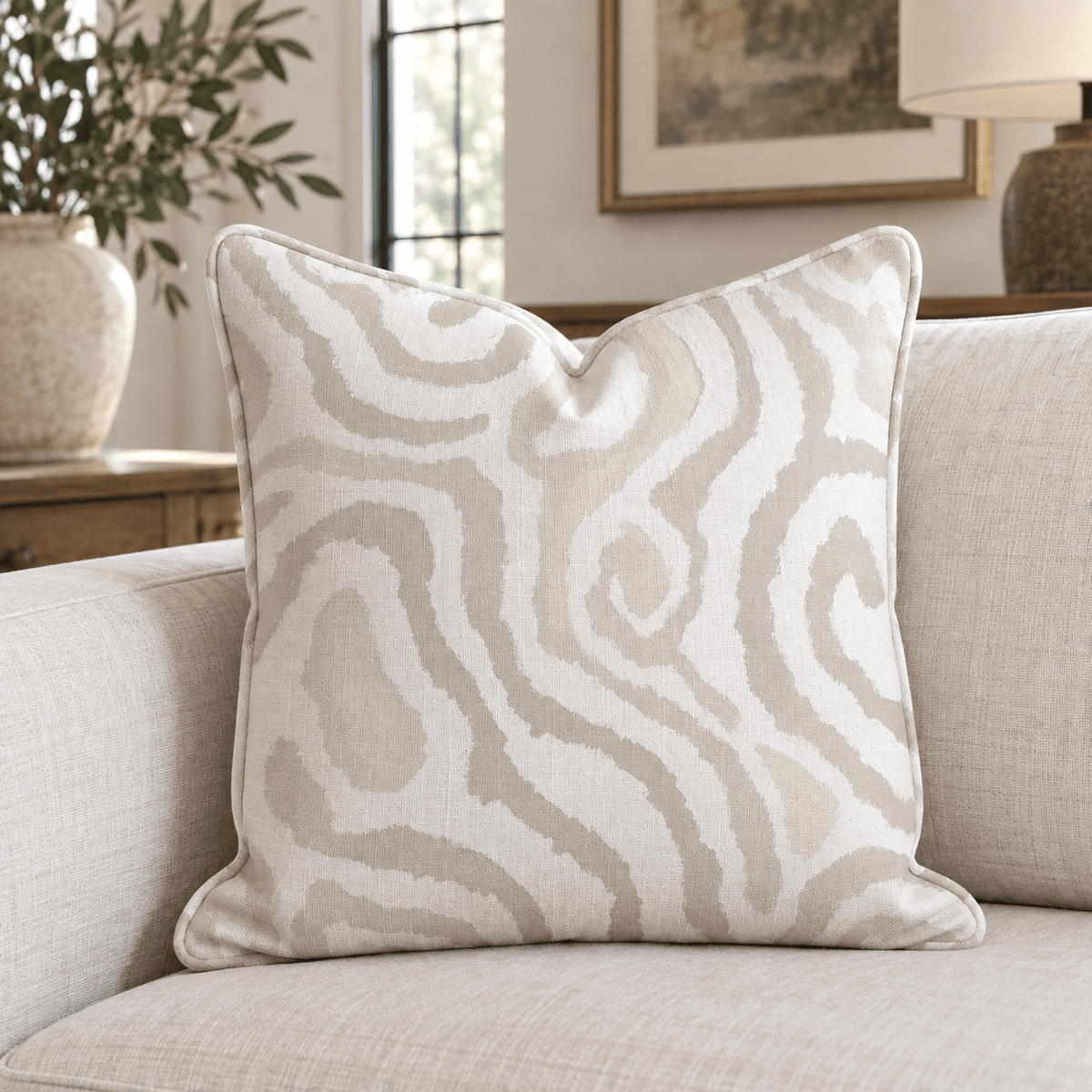 Squiggles and Patterns Toasted Throw Pillow throw pillow - Hillcroft Home